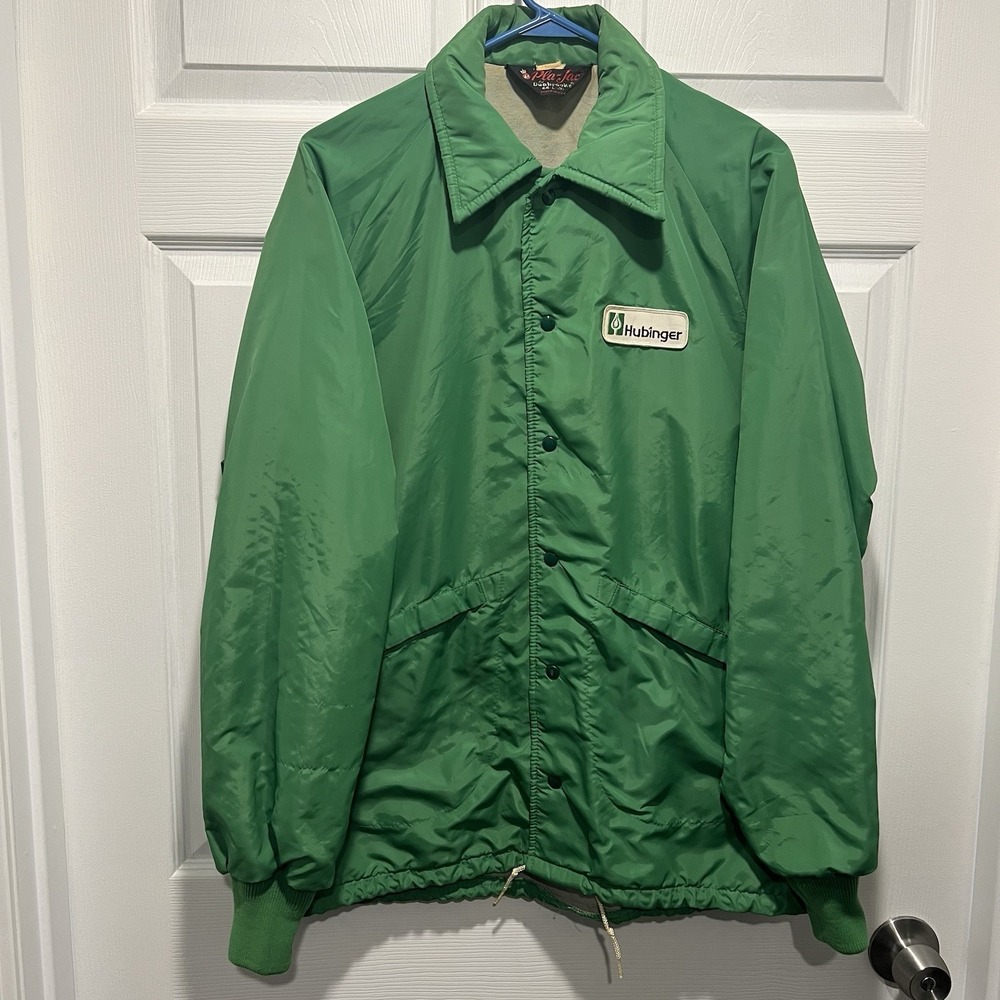 Vtg  Pla-Jac By‎ Dunbrooke Green Satin Jacket Sz 46 Hubinger